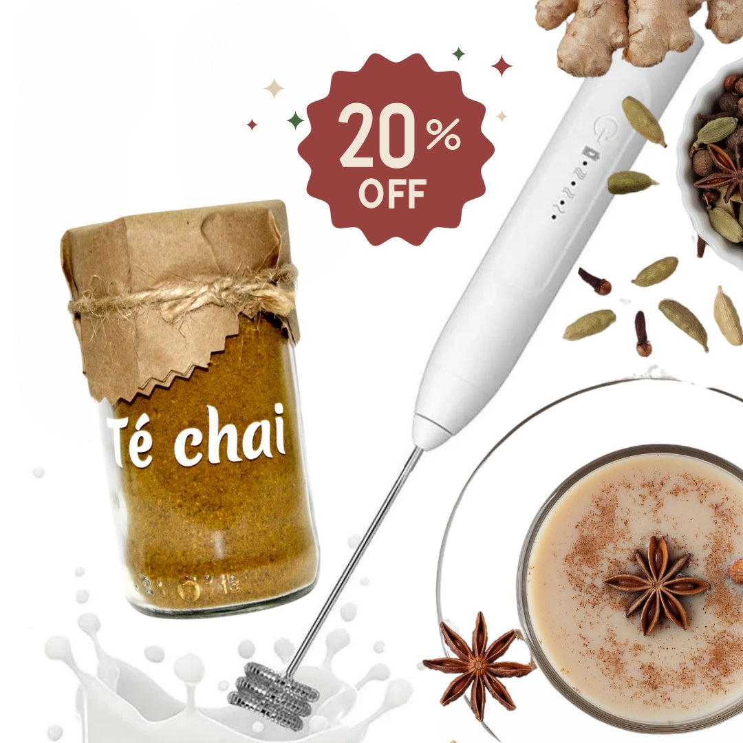 Espumador de leche+Chai premium envasado.