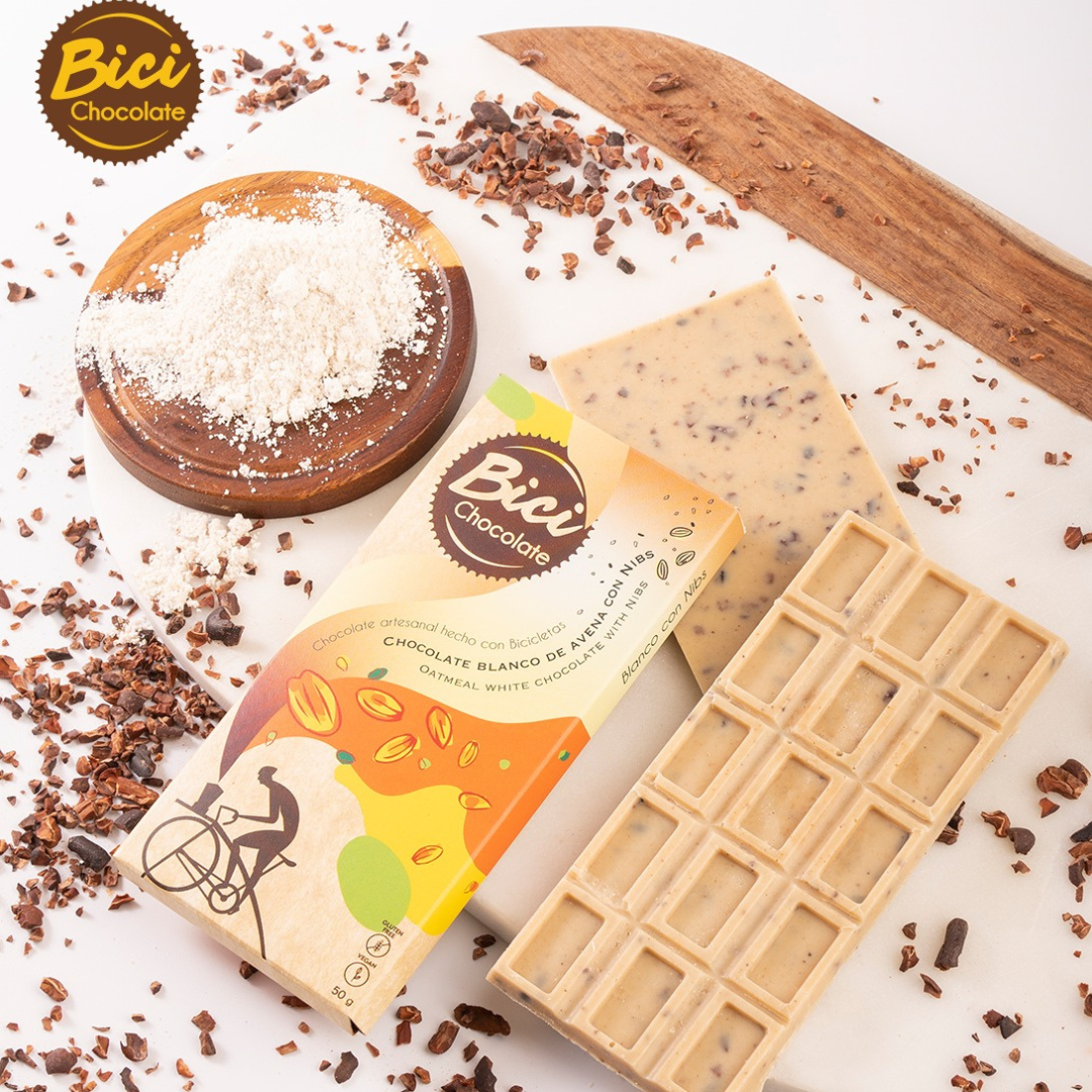 Barra Chocolate Bici Blanco de avena con Nibs