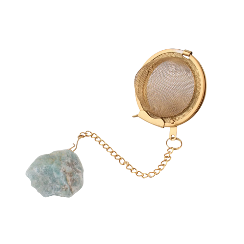 Infusor de té dorado malla con piedra natural
