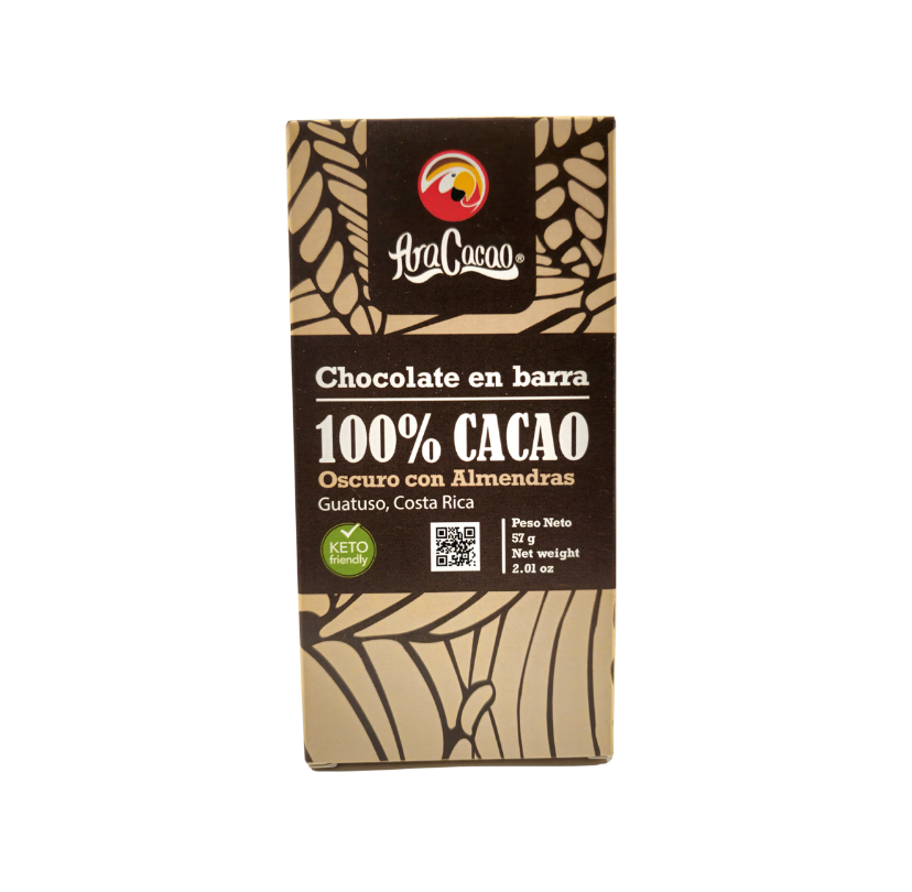 Barra Chocolate Ara Cacao 100% y almendra