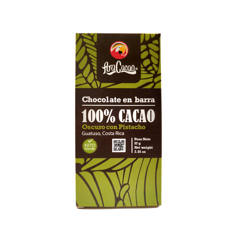 Barra Chocolate Ara Cacao 100% y pistacho