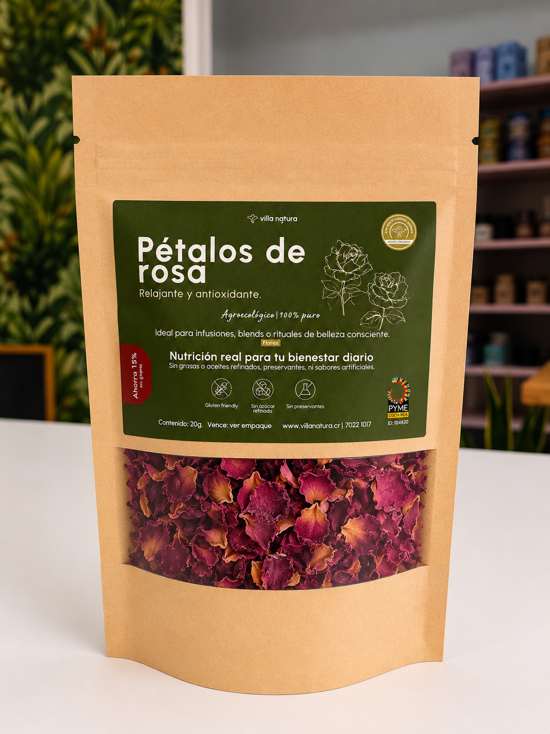 Pétalos de Rosa orgánica deshidratados