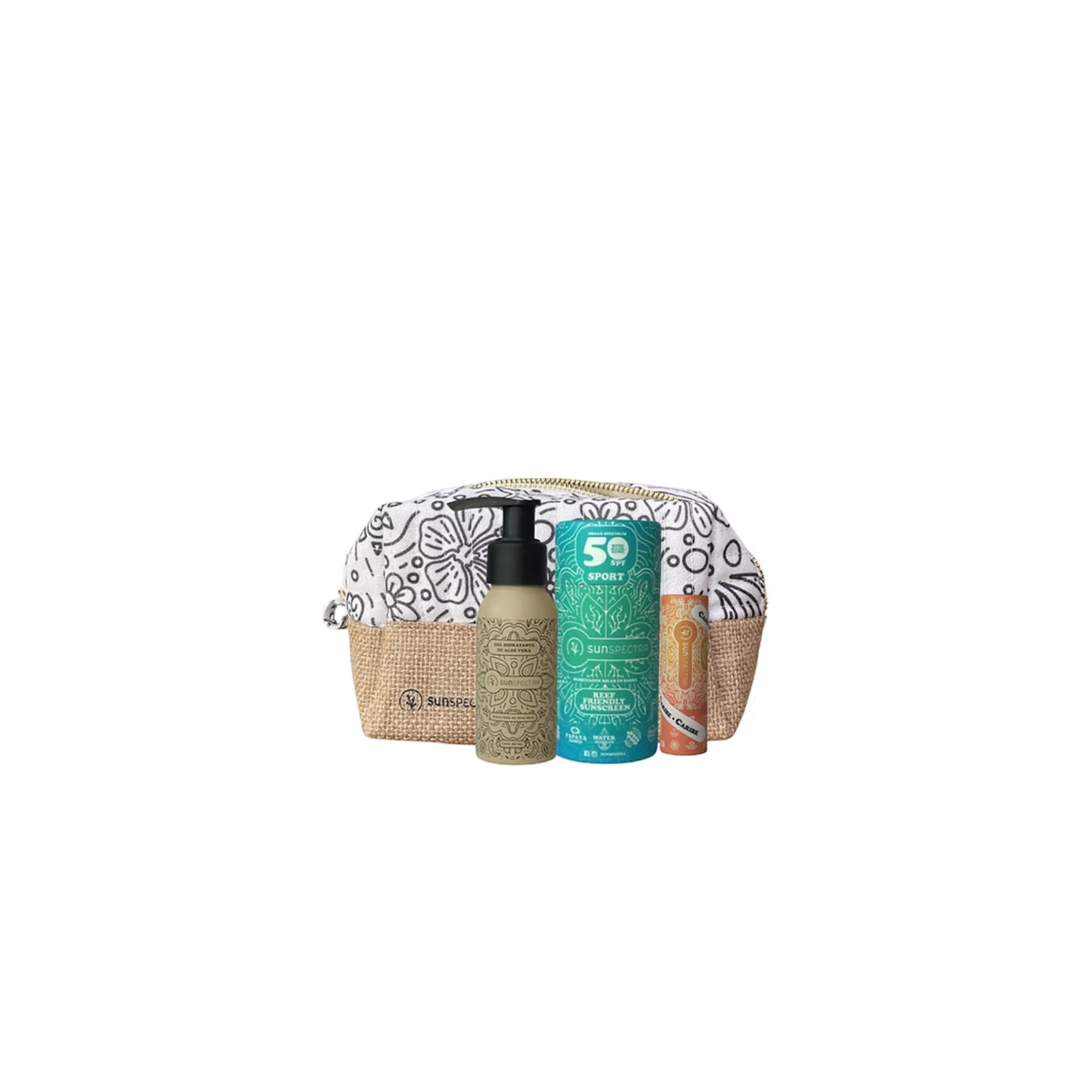 Kit Sunspectra (Barra bloqueador + bálsamo labial + crema hidratante guayaba + cosmetiquera)