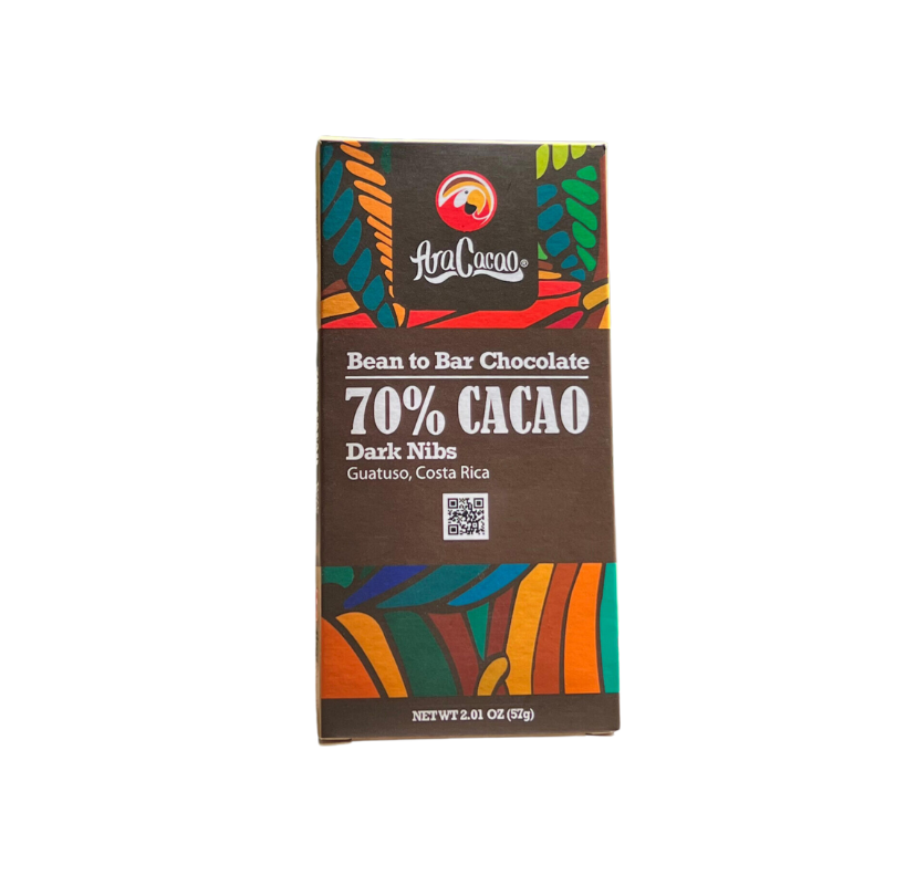 Barra Chocolate Ara Cacao Oscuro con nibs 70%